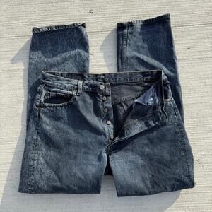 VTG 80s Levi's 501 Button Fly Straight Leg Faded Black Jeans 36x32 ACTUAL 34x31